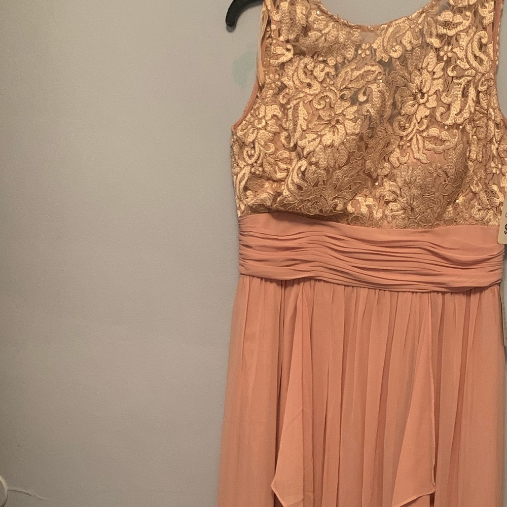 Elegant Blush Pink/Beige Floral Dress Wedding